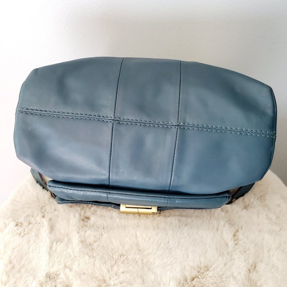 Coach Authentic Leather Satchel Teal Blue Gold Hardware 2009 w/ Certificat - Picture 3 of 16